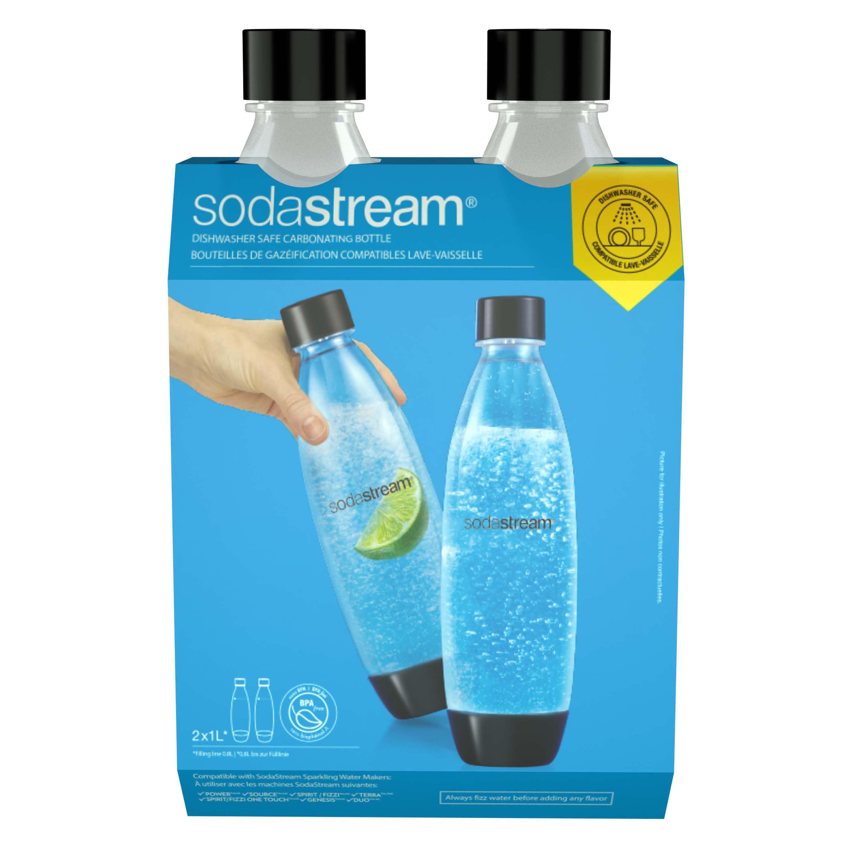 SodaStream Dishwasher Safe Carbonating Bottles Black, 2 Pk Shop