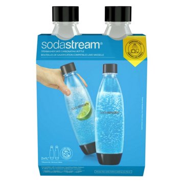 SodaStream Dishwasher Safe Carbonating Bottles - Black, 2 Pk, 1 L