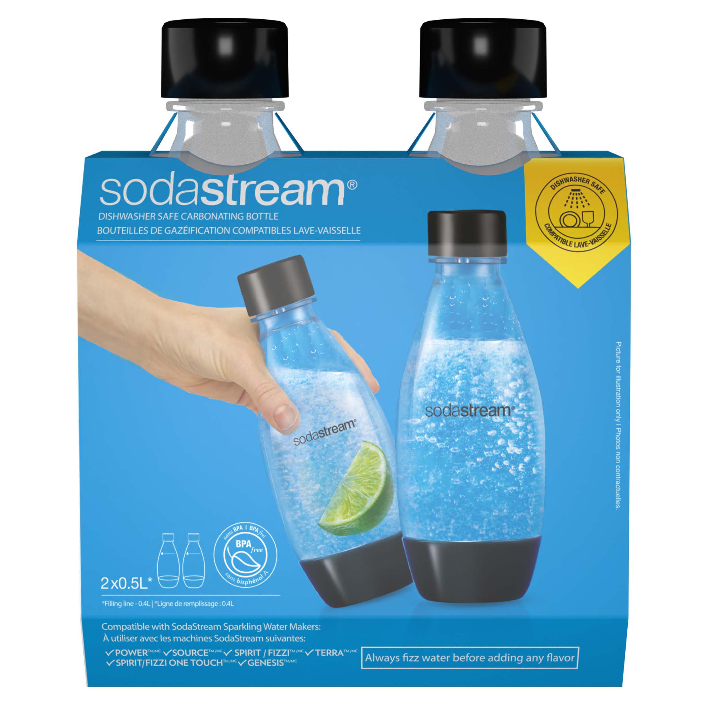 SodaStream Dishwasher-Safe Carbonating Bottles - Black - Shop Water Filters  at H-E-B