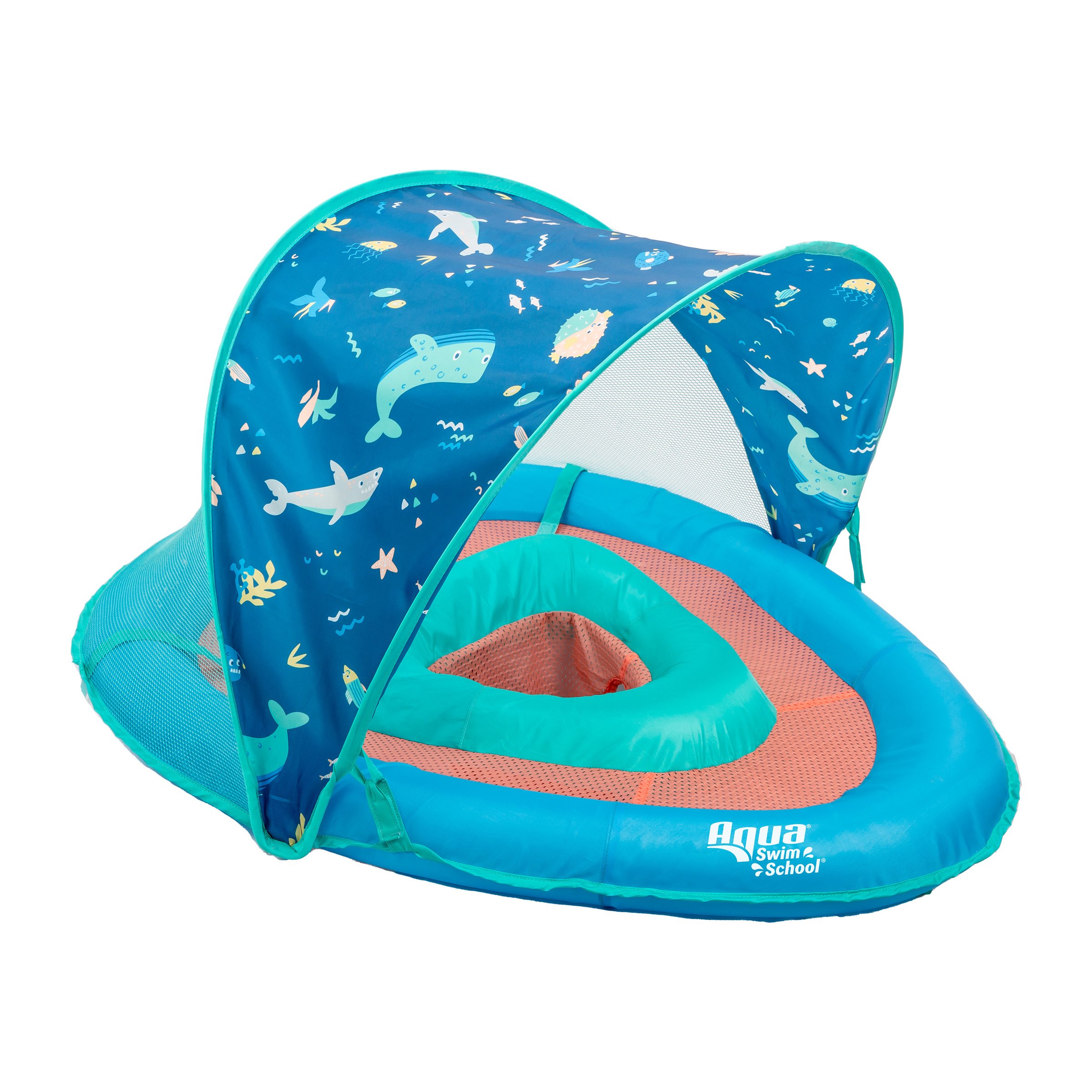 SwimSchool Blue Fun Fish Fabric Baby Boat, Splash and Play, Safety