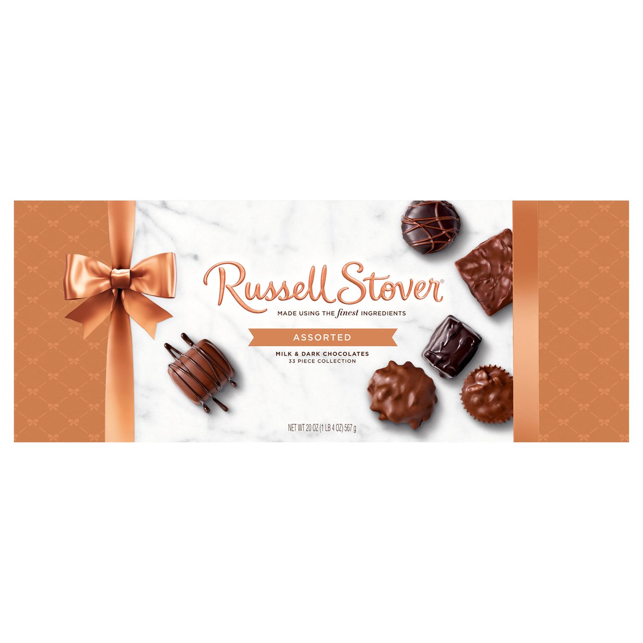 Russell Stover Assorted Milk & Dark Chocolates Holiday Gift Box, 33 Pc