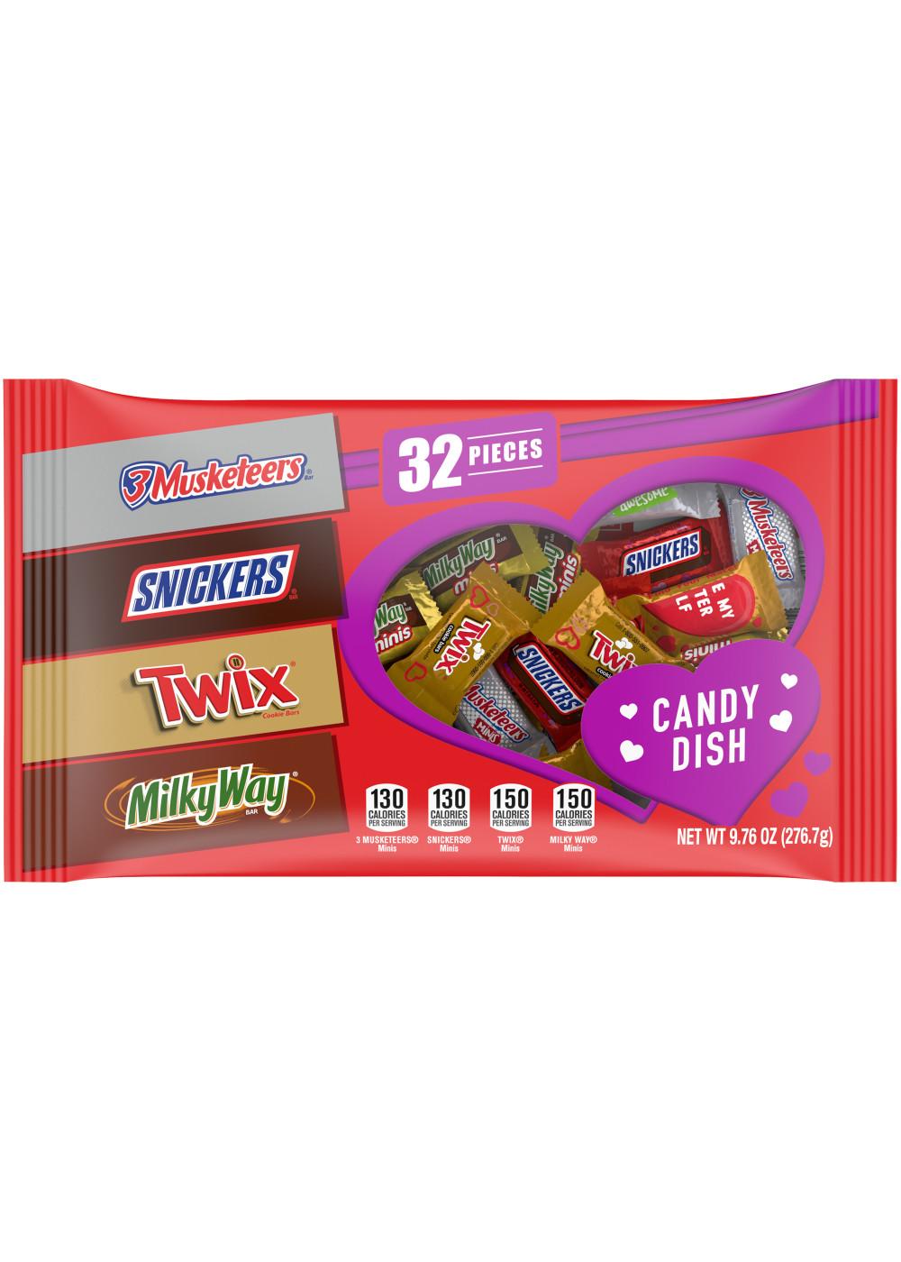 Snickers, Twix, Milky Way & 3 Musketeers Candy Dish Minis Assorted Chocolate Valentine Candy; image 1 of 7