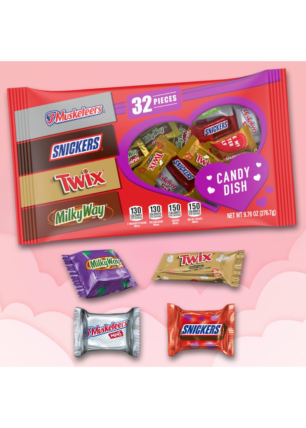 Snickers, Twix, Milky Way & 3 Musketeers Candy Dish Minis Assorted Chocolate Valentine Candy; image 5 of 7