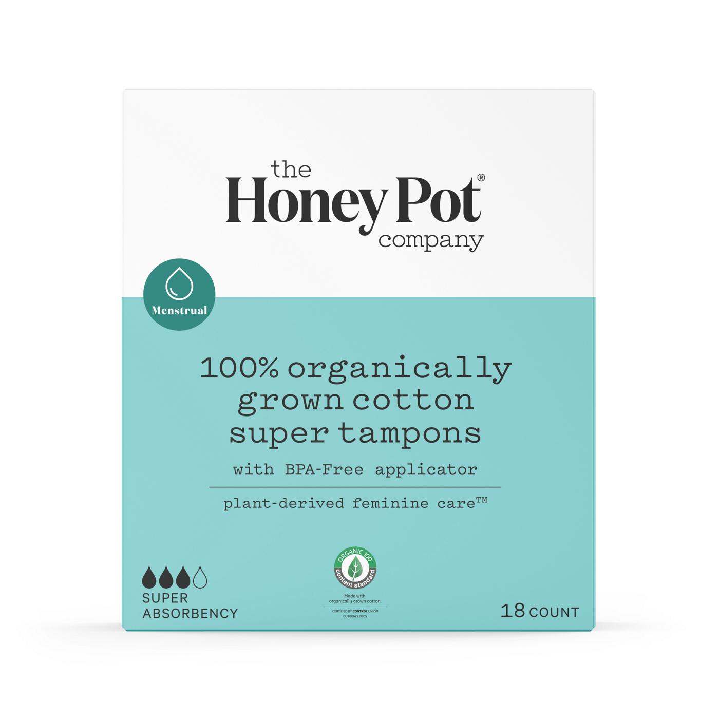 The Honey Pot 100% Organic Tampons - Super; image 1 of 2