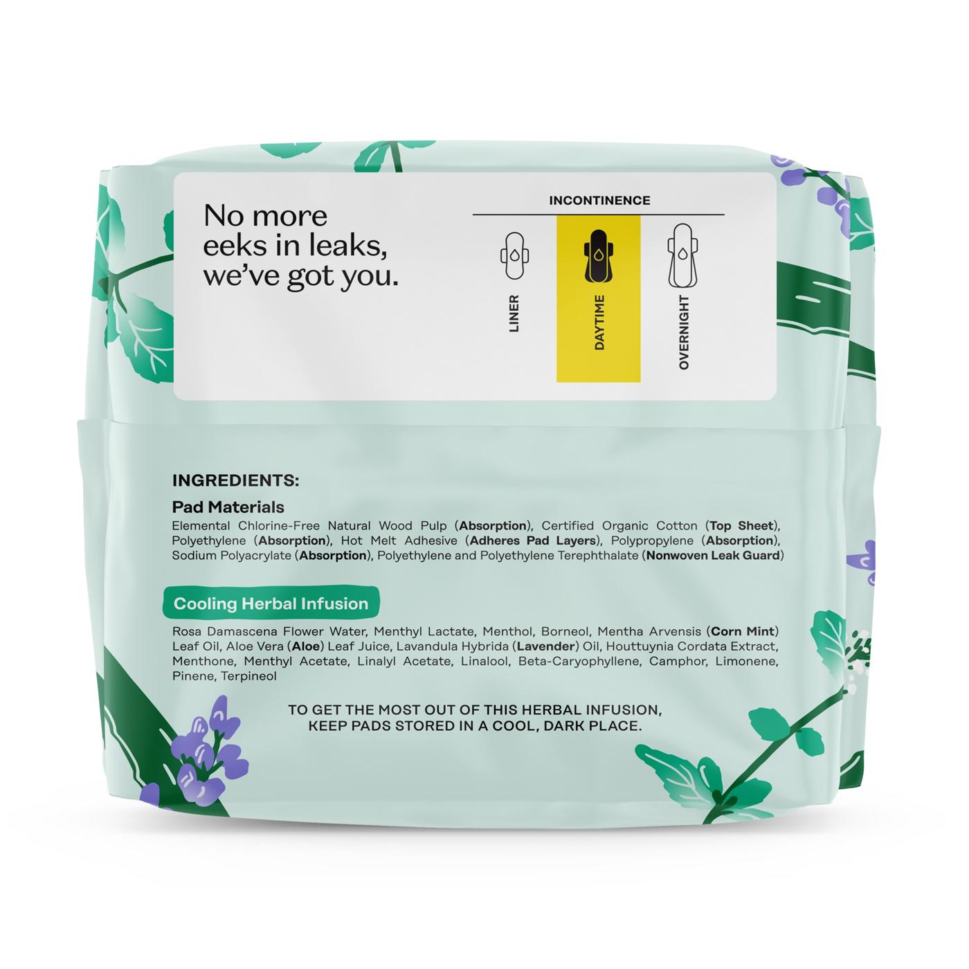 The Honey Pot Organic Cotton Cooling Herbal Daytime Incontinence Pads with Wings; image 3 of 3