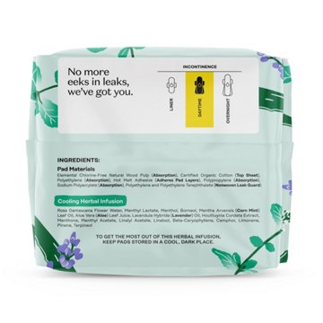 The Honey Pot Organic Cotton Cooling Herbal Daytime Incontinence Pads with Wings, 16 ct