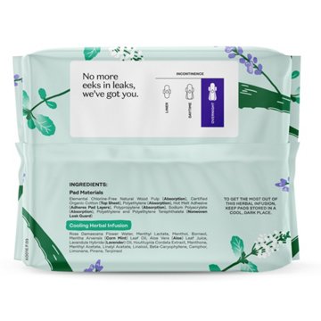 The Honey Pot Organic Cotton Herbal Overnight Incontinence Pads with Wings, 16 ct