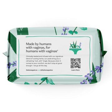 The Honey Pot Organic Cotton Herbal Overnight Incontinence Pads with Wings, 16 ct