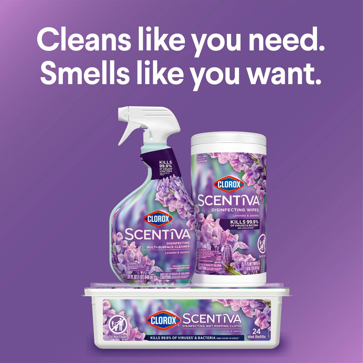 Clorox Scentiva Bleach Free Cleaning Wipes - Lavender & Jasmine; image 15 of 15