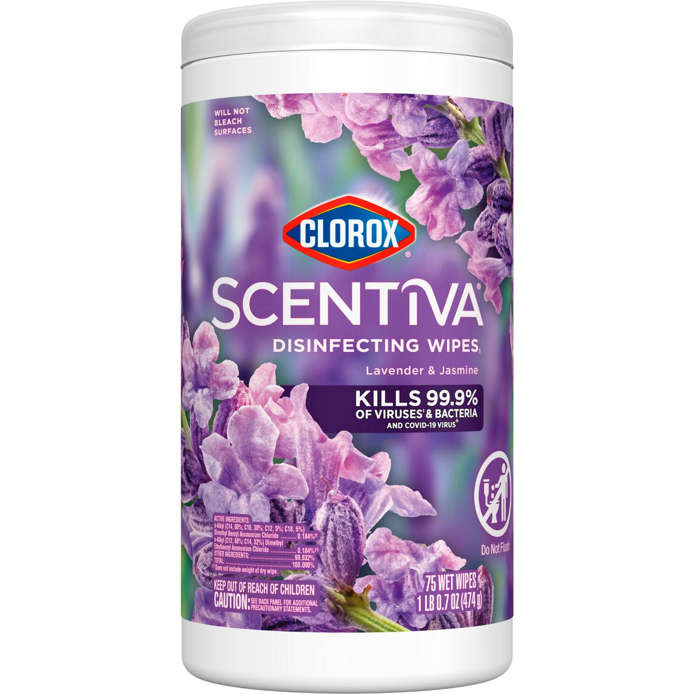 Clorox Scentiva Bleach Free Cleaning Wipes - Lavender & Jasmine; image 1 of 11