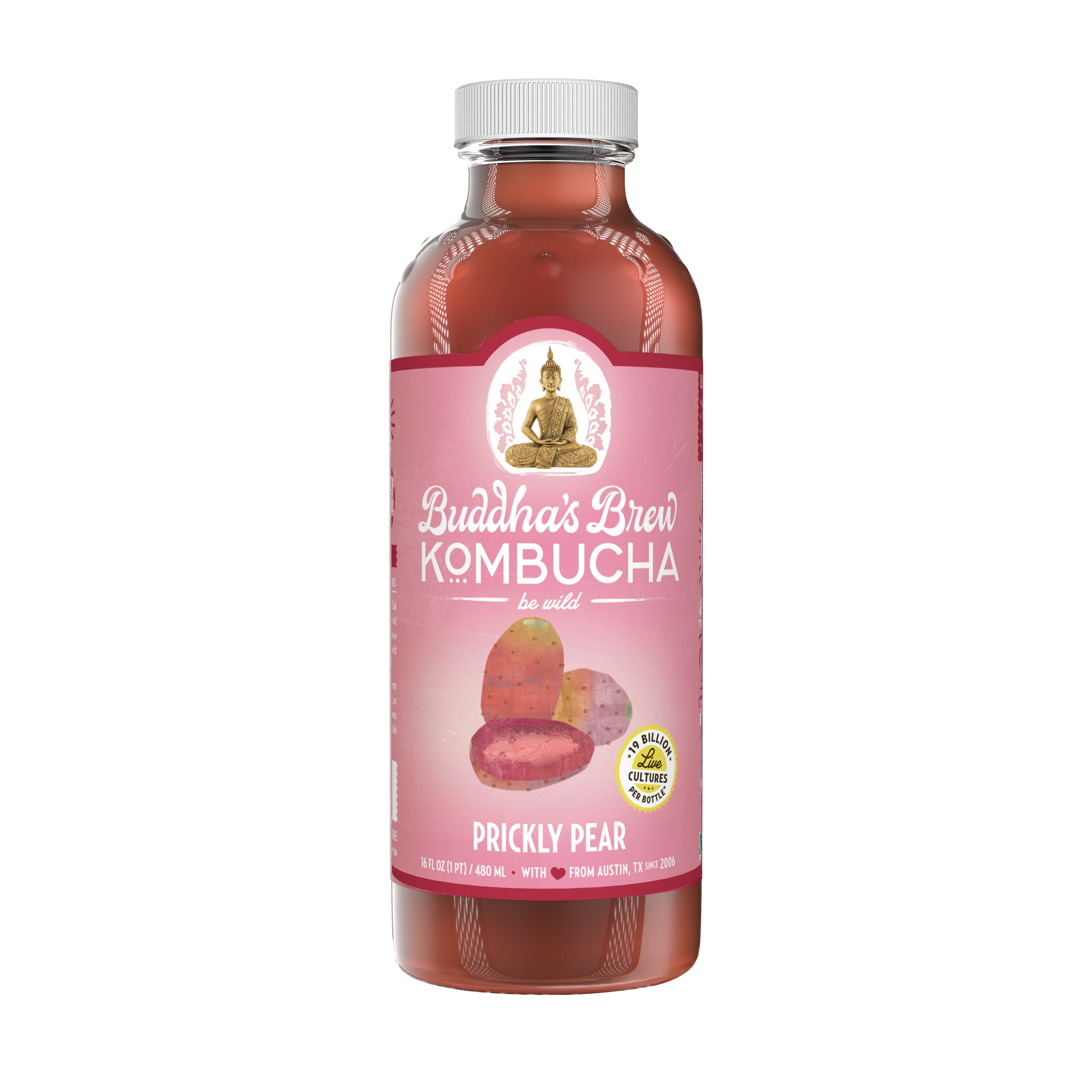 Buddha's Brew Prickly Pear Kombucha, 16 oz