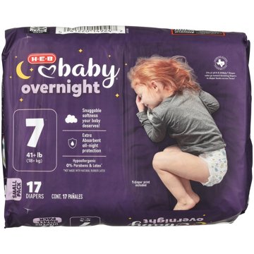 H-E-B Baby Small Pack Overnight Diapers – Size 7, 17 ct