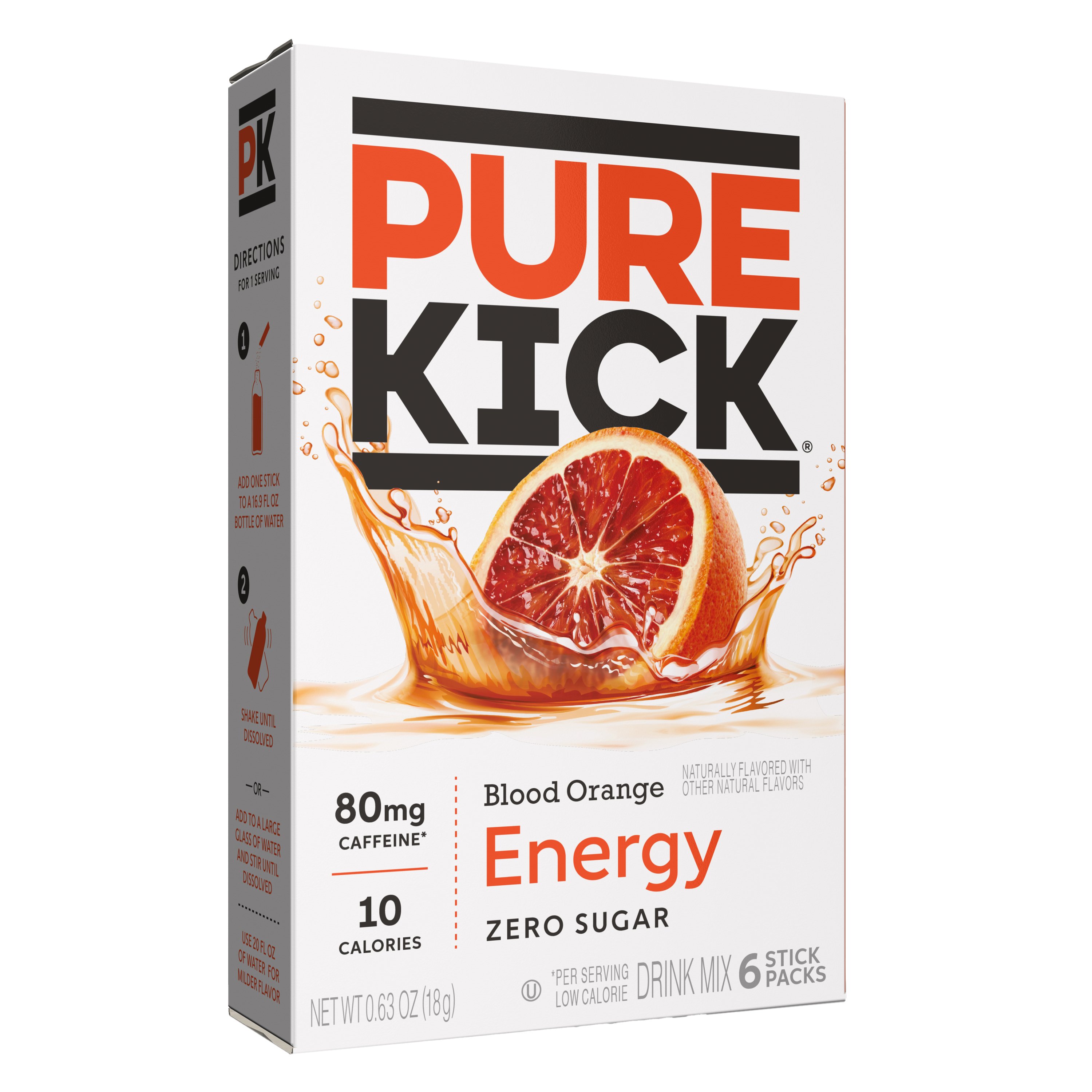 Pure Kick Blood Orange Zero Sugar Energy Drink Mix, 6 ct | Joe V's