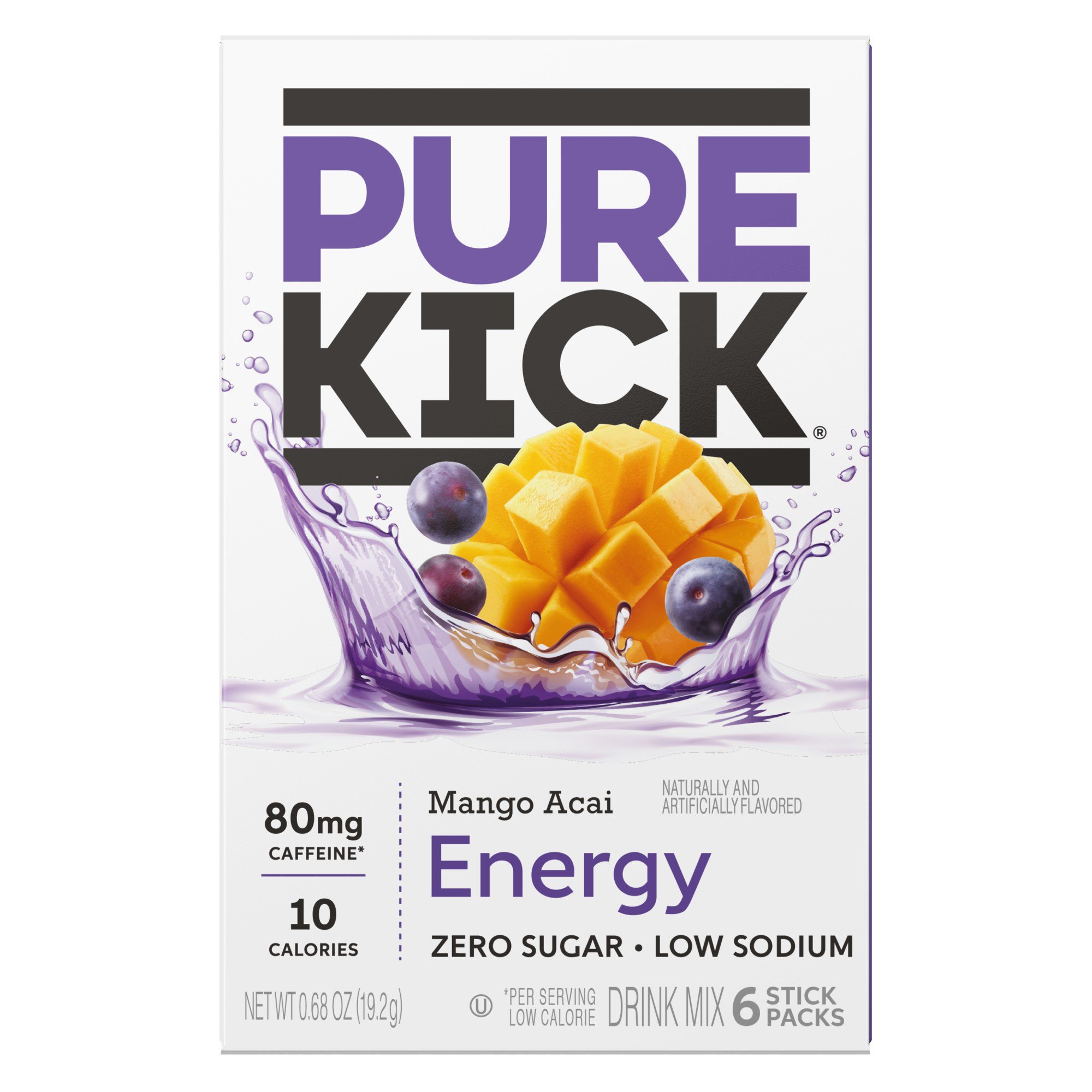 Pure Kick Energy Drink Sticks - Mango Acai, 6 ct