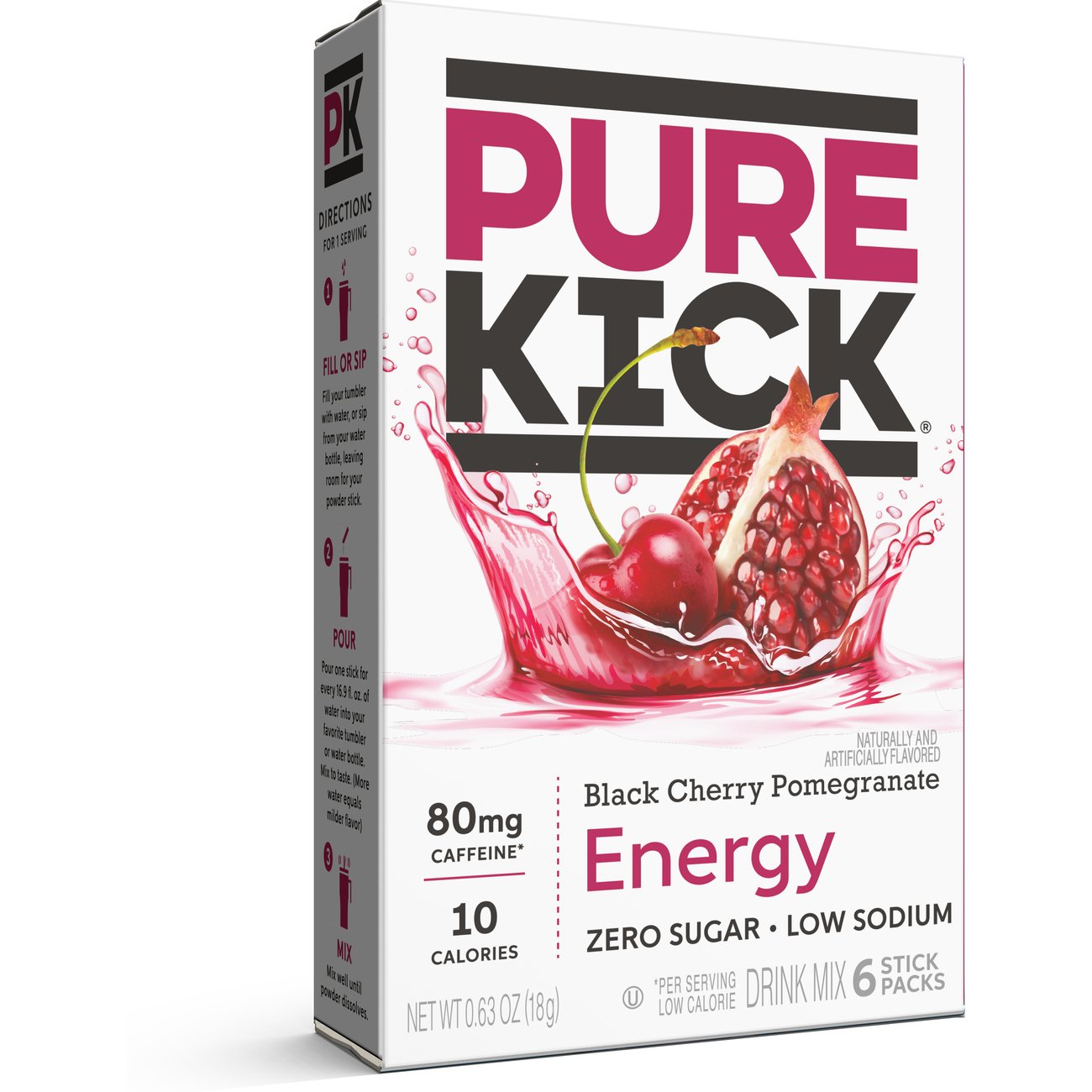 【いちごプレミアム】 KB high voltage 500 Pure Kick Energy Drink Sticks - Black Cherry Pomegranate - Shop