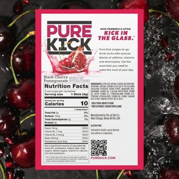 Pure Kick Energy Drink Sticks - Black Cherry Pomegranate, 6 ct