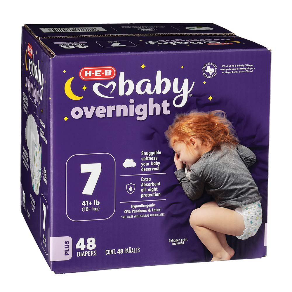 H-E-B Baby Plus Overnight Diapers - Size 7 - Shop Diapers at H-E-B