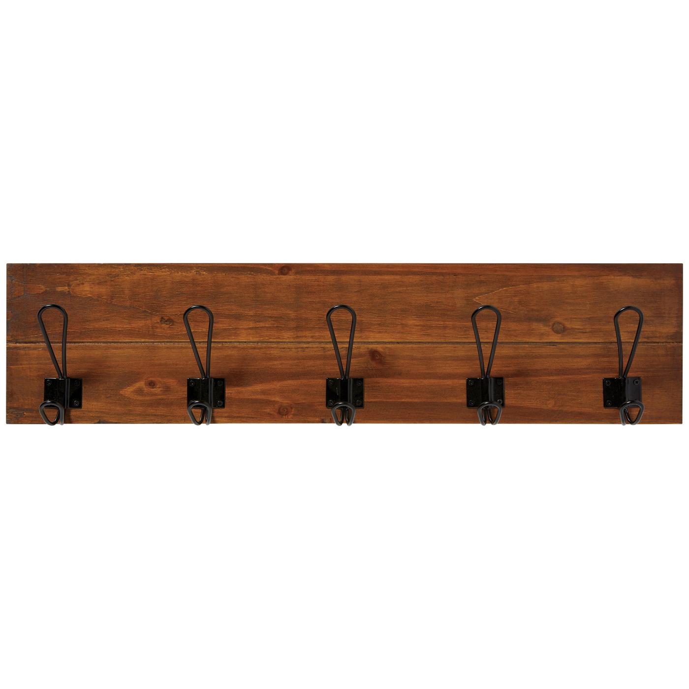 Haven + Key 5 Metal Hook Wooden Wall Hanger; image 1 of 3