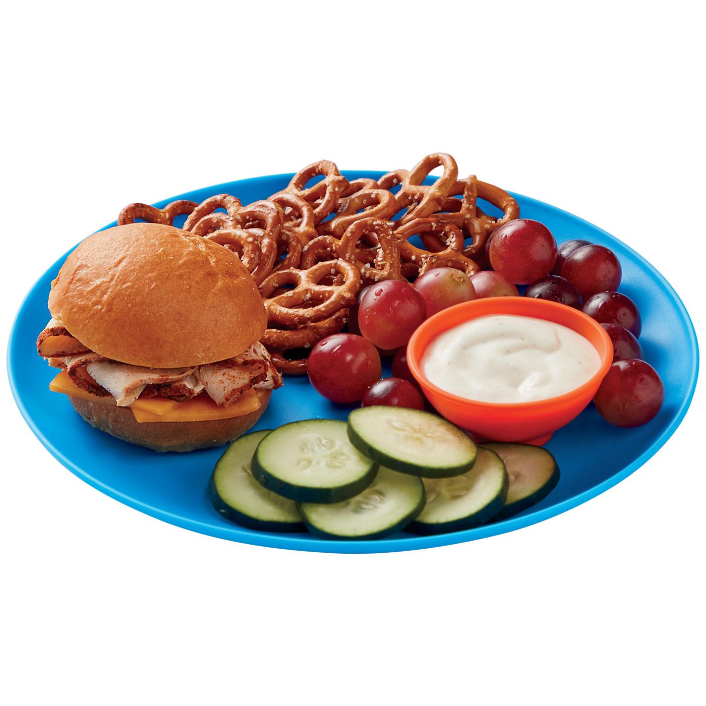 Meal Simple by H-E-B Kids' Turkey & Cheese Slider, Pretzels, Grapes & Cucumber; image 3 of 3