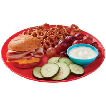 Meal Simple by H-E-B Kids' Ham & Cheese Slider, Pretzels, Grapes, Cucumber & Ranch Dip