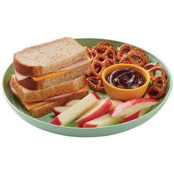 Meal Simple by H-E-B Kids' Ham & Cheese Sandwich, Pretzels, Apple & Chocolate Hummus