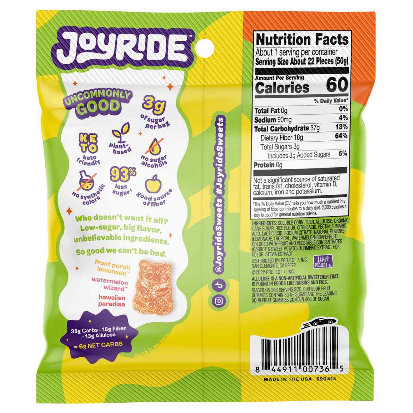 Joyride Sour Fruit Gummies; image 2 of 2