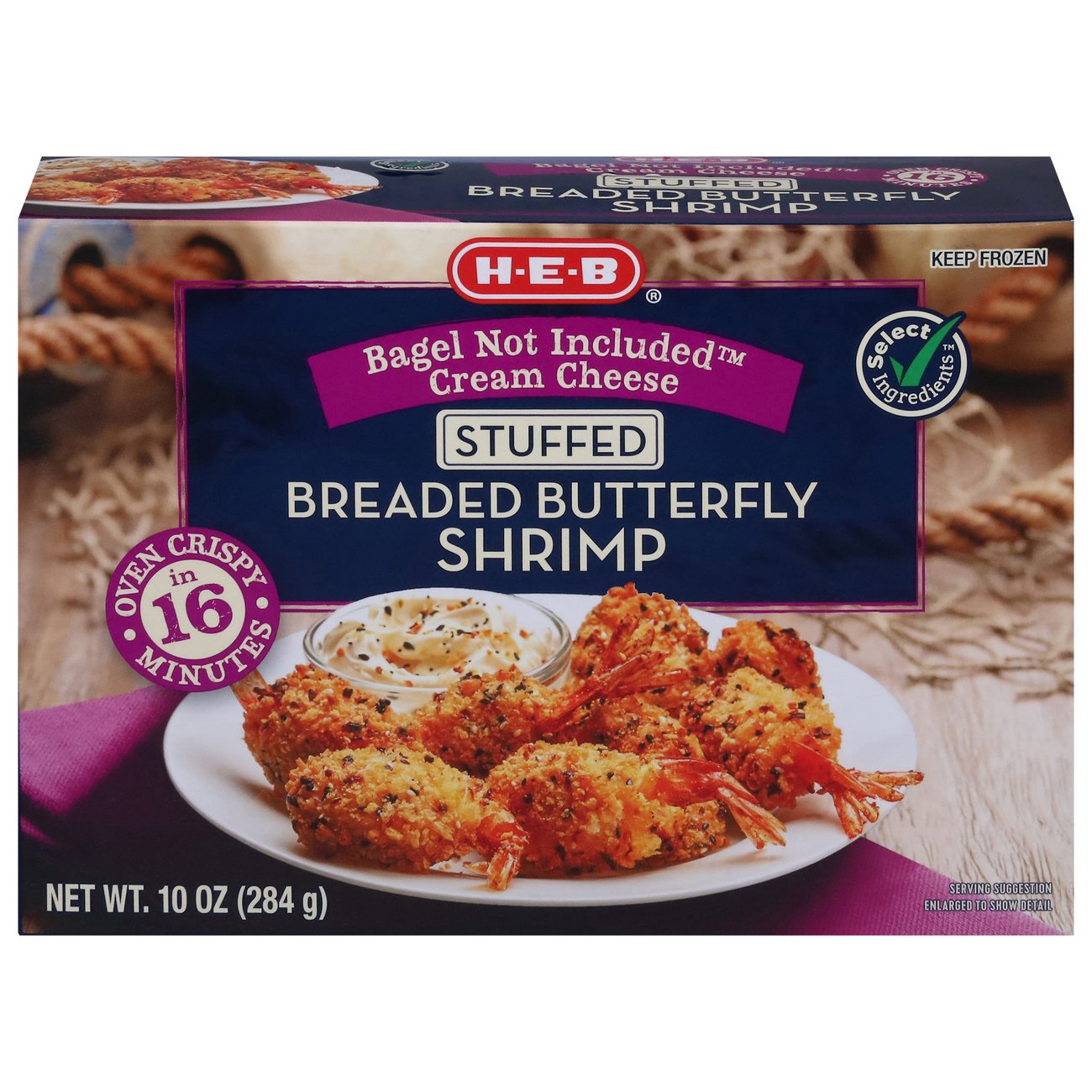 HEB Frozen Bagel Not Included Cream Cheese Stuffed Breaded Butterfly Shrimp Shop Seafood at