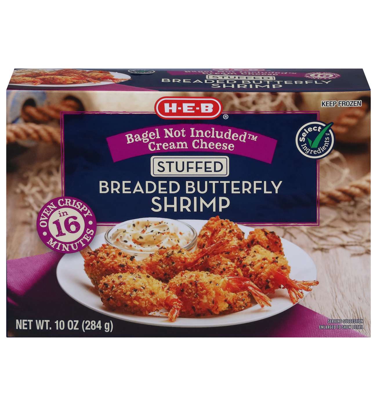 H-E-B Frozen Bagel Not Included Cream Cheese-Stuffed Breaded Butterfly Shrimp; image 1 of 2