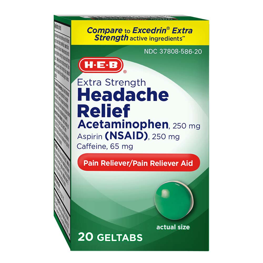HEB Extra Strength Headache Relief Acetaminophen 250 mg Geltabs