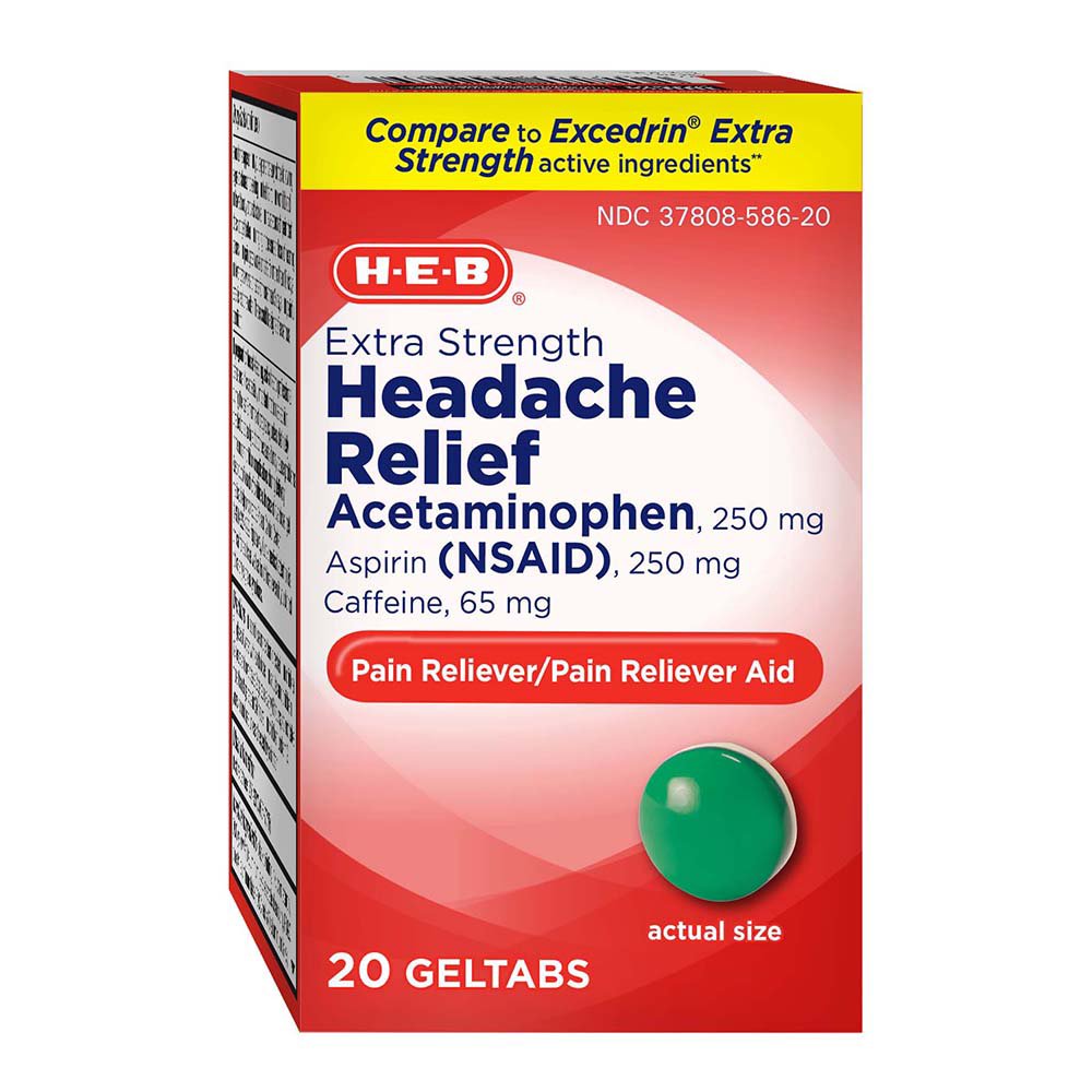 HEB Extra Strength Headache Relief Acetaminophen 250 mg Geltabs