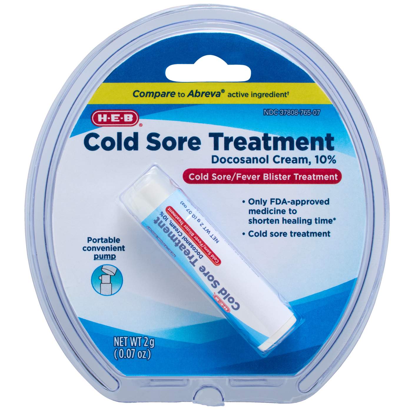 H-E-B Docosanol Cold Sore Treatment Cream with Pump; image 1 of 2