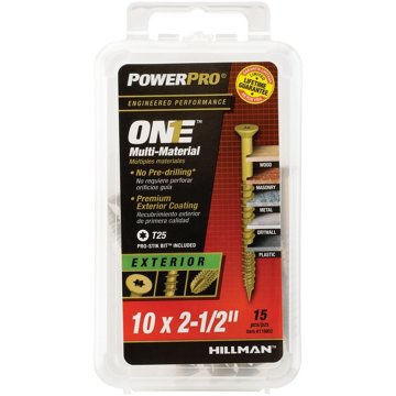 Hillman Power Pro One Flat-Head Bronze Exterior Screws, #10 x 2-1/2 in, 15 ct