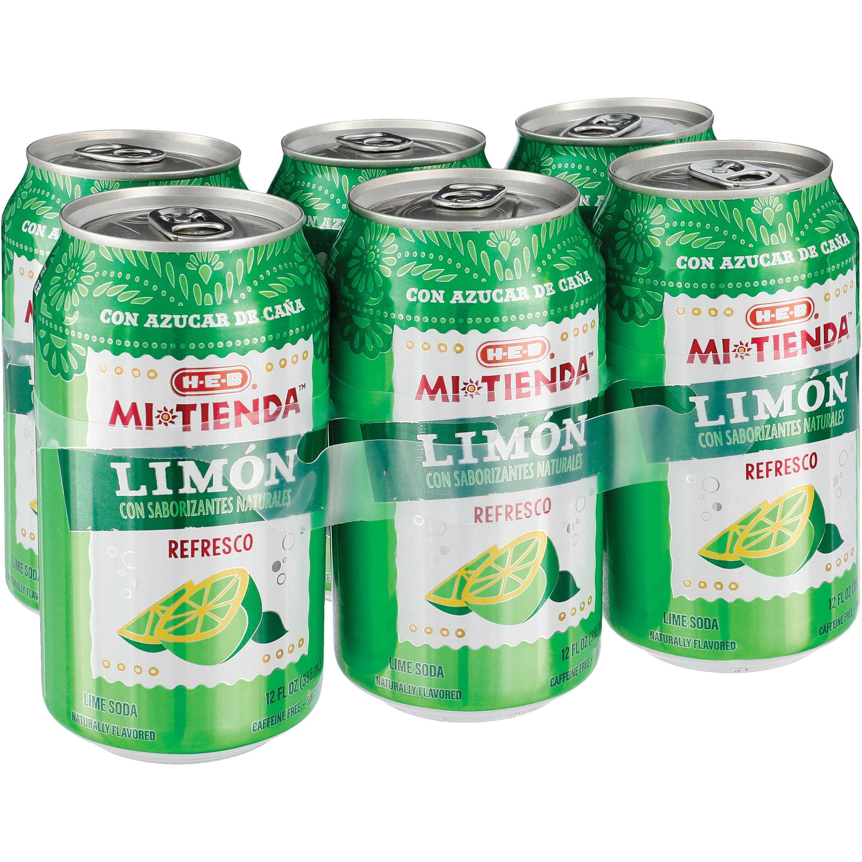 H-E-B Mi Tienda Limón Refresco Soda 6 pk Cans, 12 oz