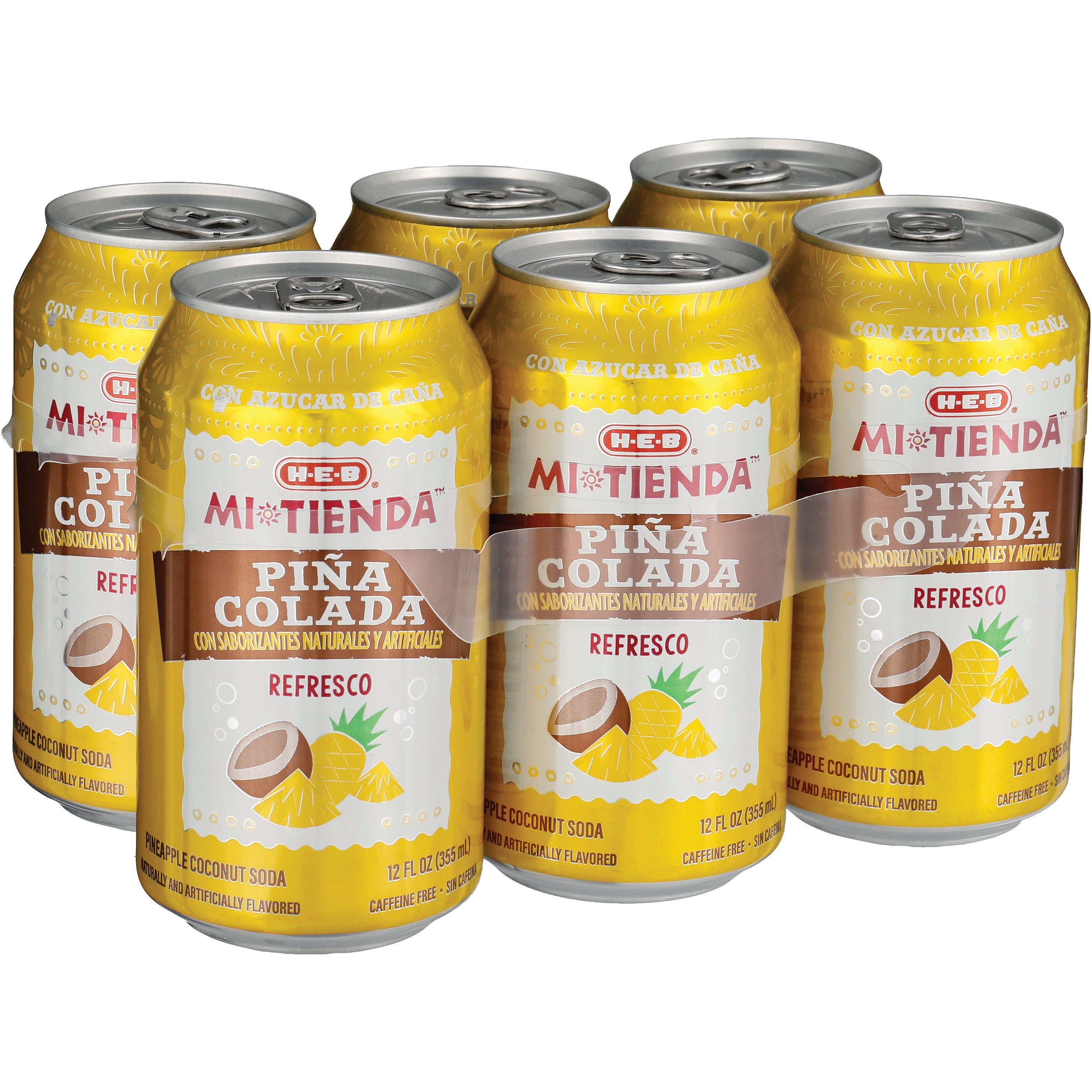 H-E-B Mi Tienda Piña Colada Refresco Soda 6 pk Cans