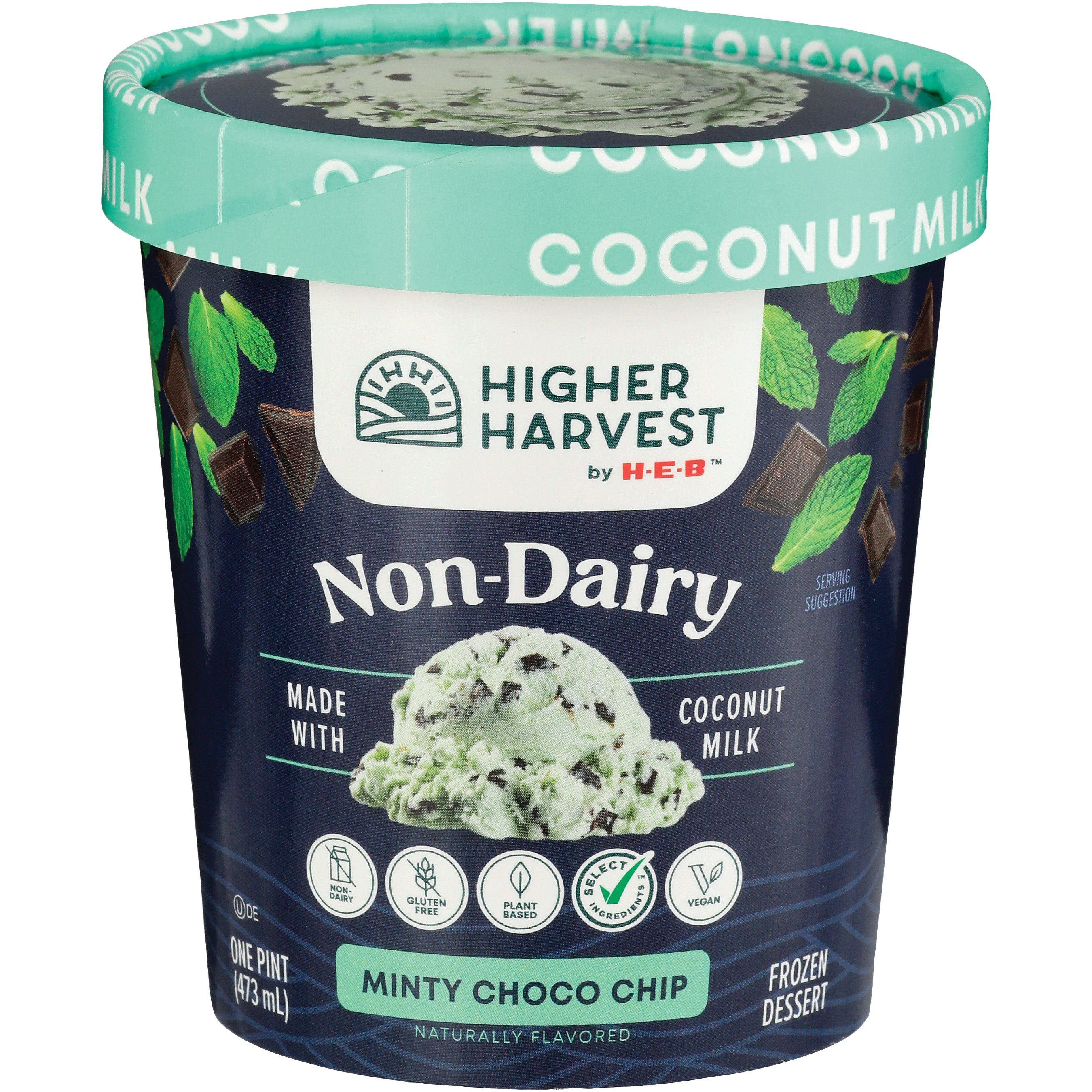 Higher Harvest by H-E-B Non-Dairy Frozen Dessert - Minty Choco Chip - Shop Ice  Cream at H-E-B