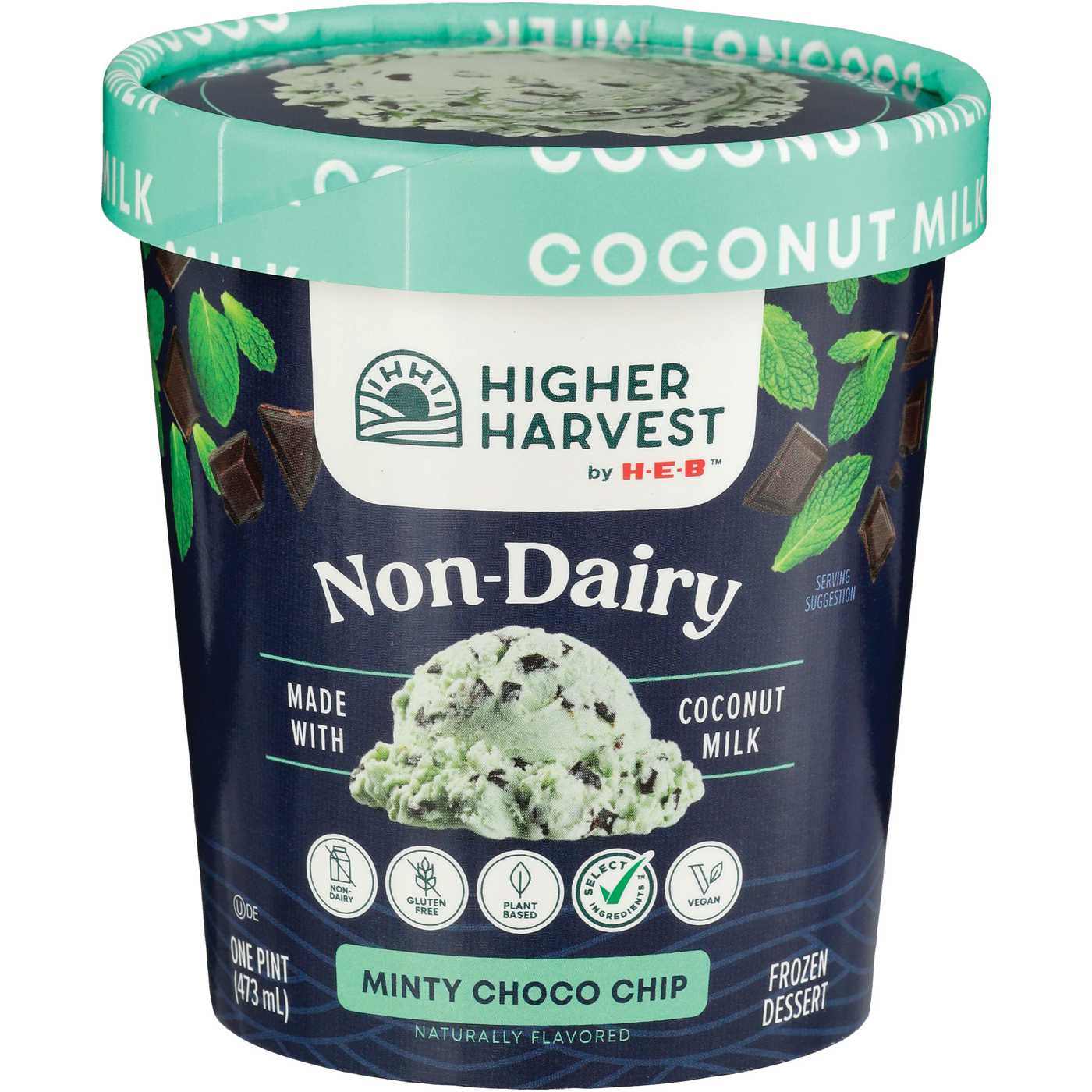 Higher Harvest by H-E-B Non-Dairy Frozen Dessert - Minty Choco Chip; image 1 of 2