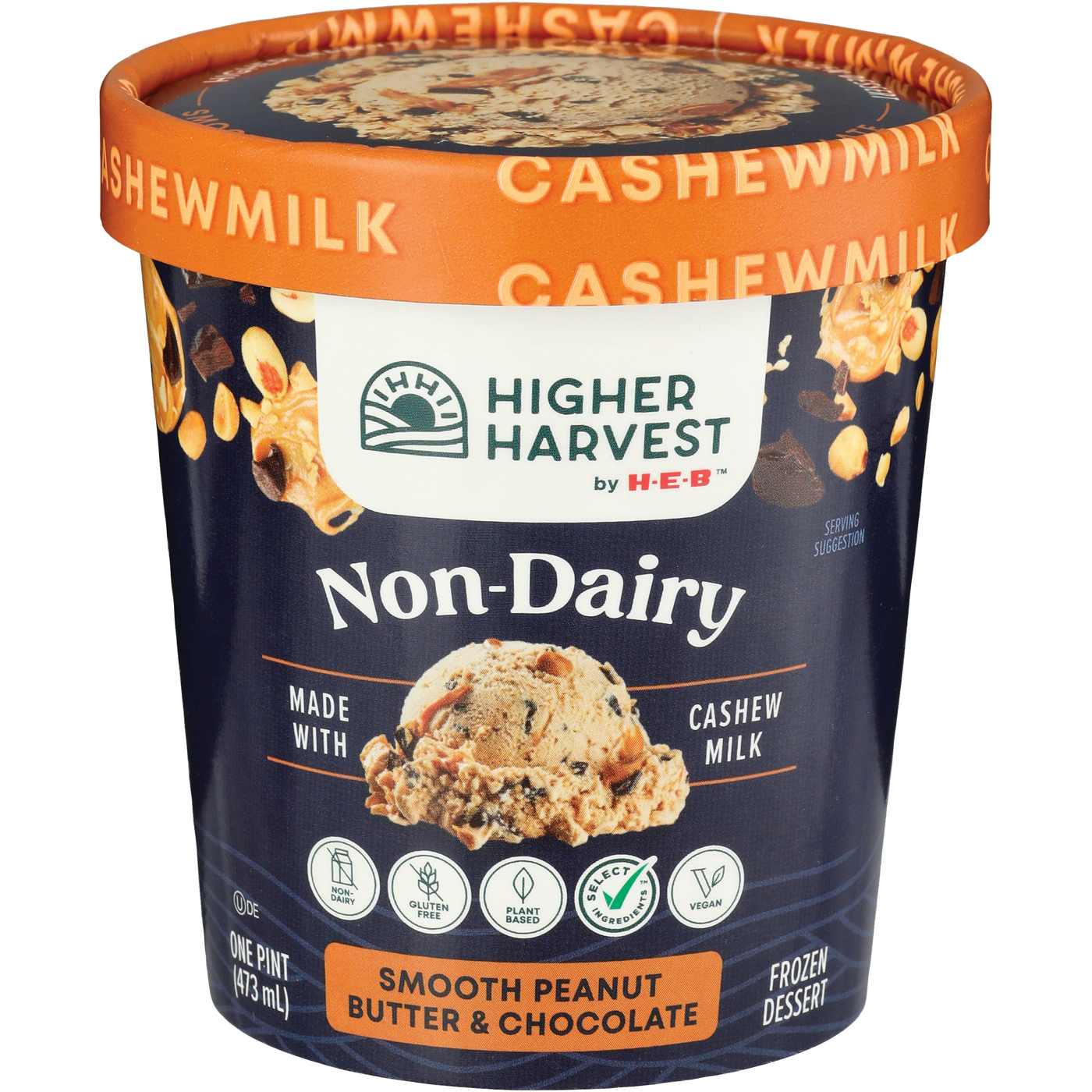 Higher Harvest by H-E-B Non-Dairy Frozen Dessert - Smooth Peanut Butter & Chocolate; image 1 of 2