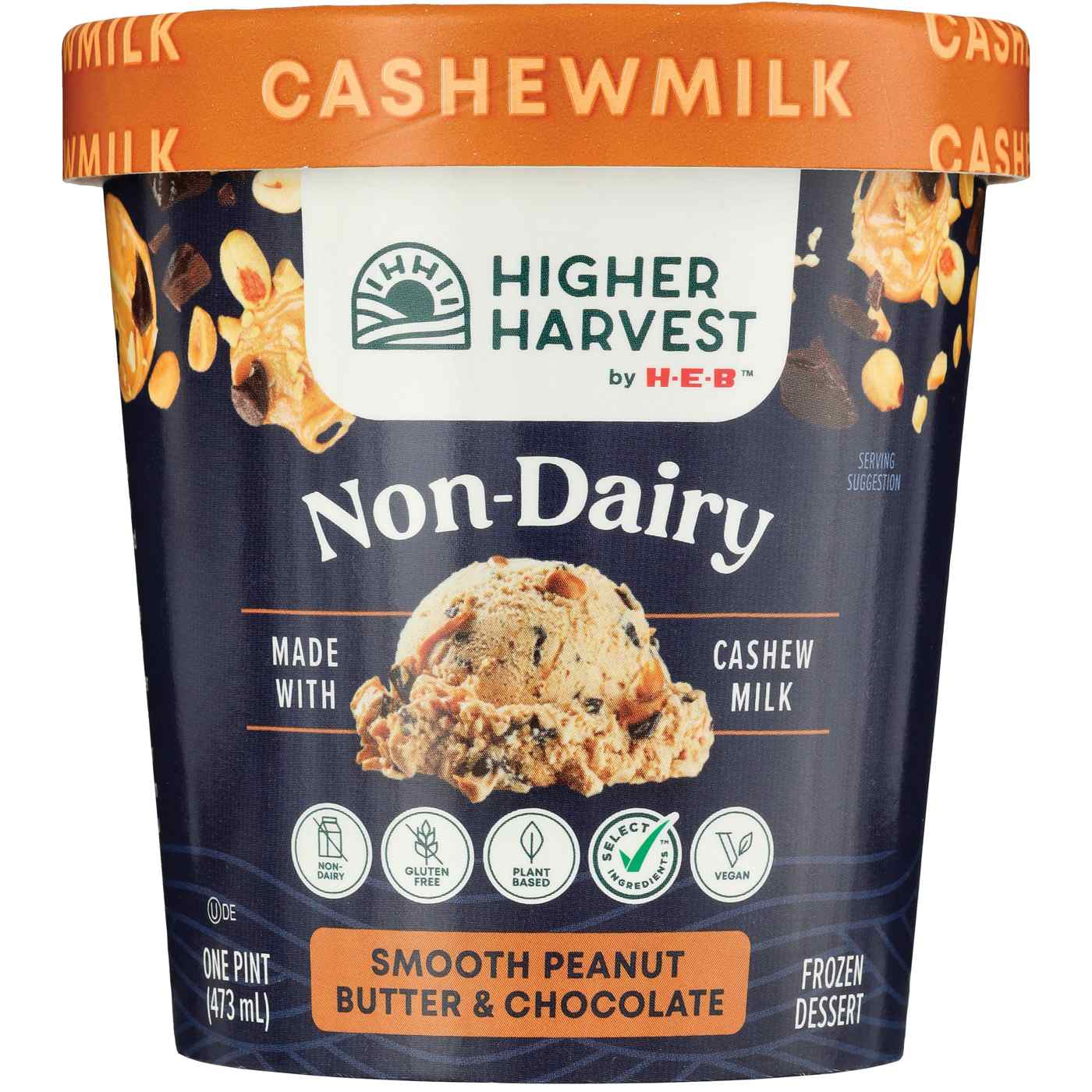 Higher Harvest by H-E-B Non-Dairy Frozen Dessert - Smooth Peanut Butter & Chocolate; image 2 of 2