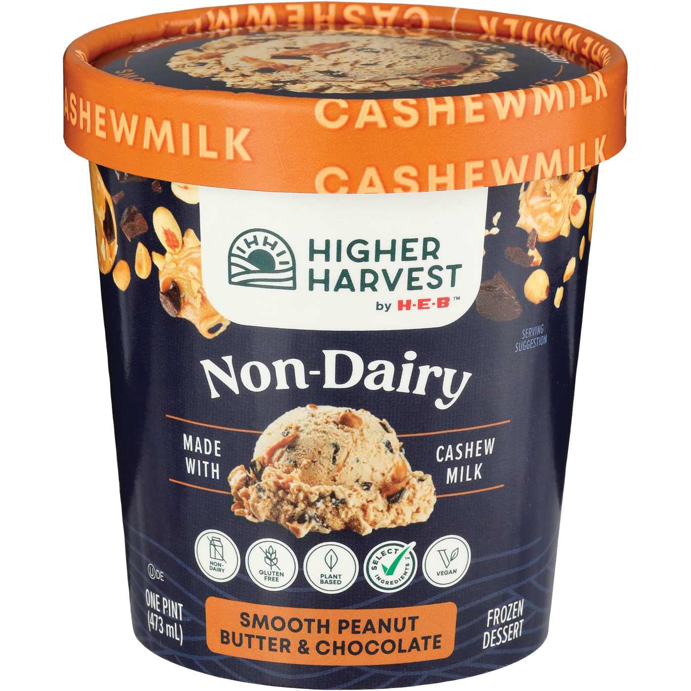 Higher Harvest by H-E-B Non-Dairy Frozen Dessert - Smooth Peanut Butter & Chocolate; image 2 of 2