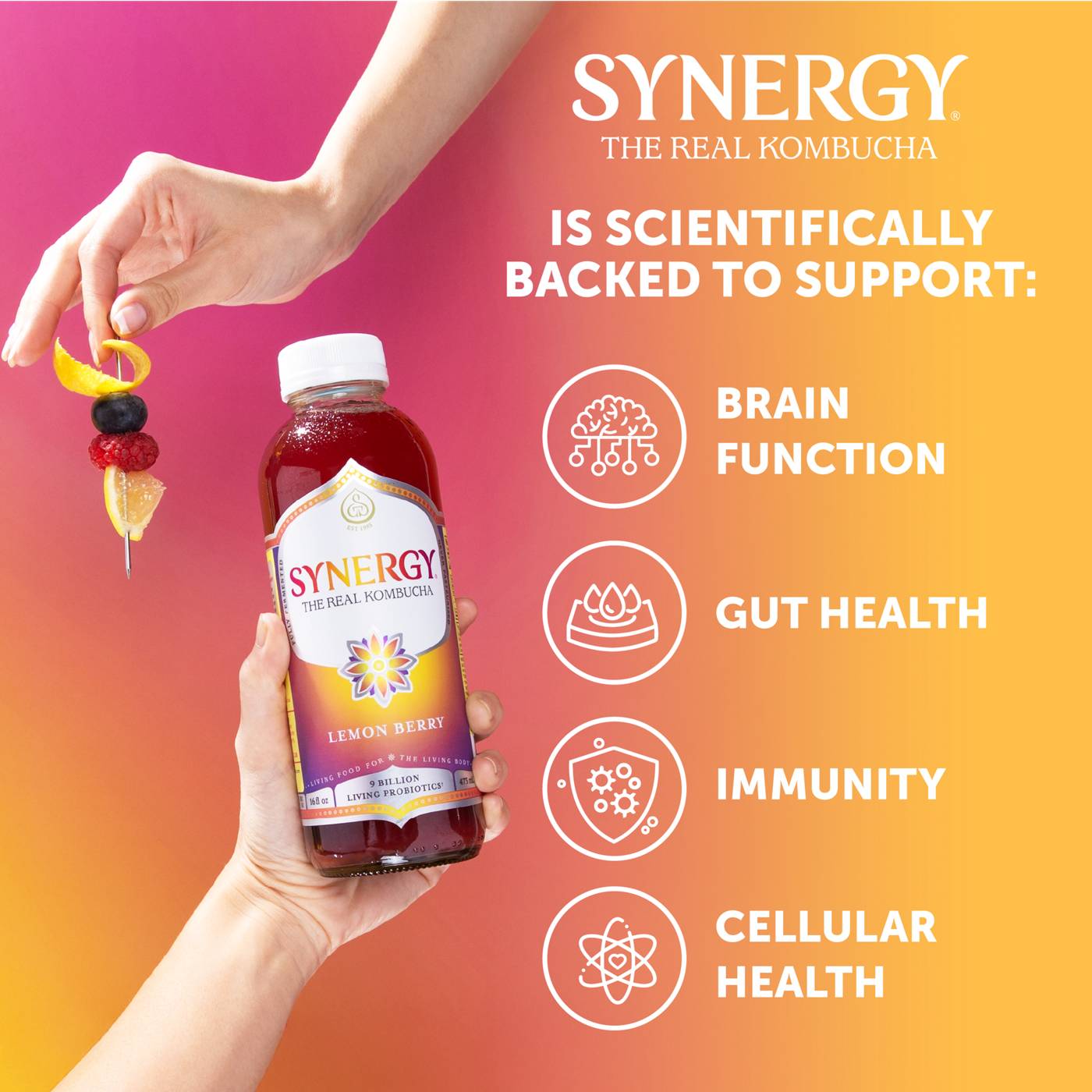 GT's Synergy Lemon Berry Raw Organic Kombucha; image 3 of 7