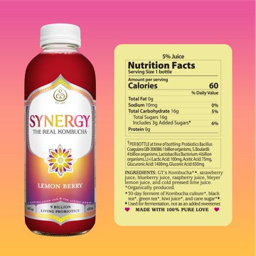 GT's Synergy Lemon Berry Raw Organic Kombucha, 16 oz