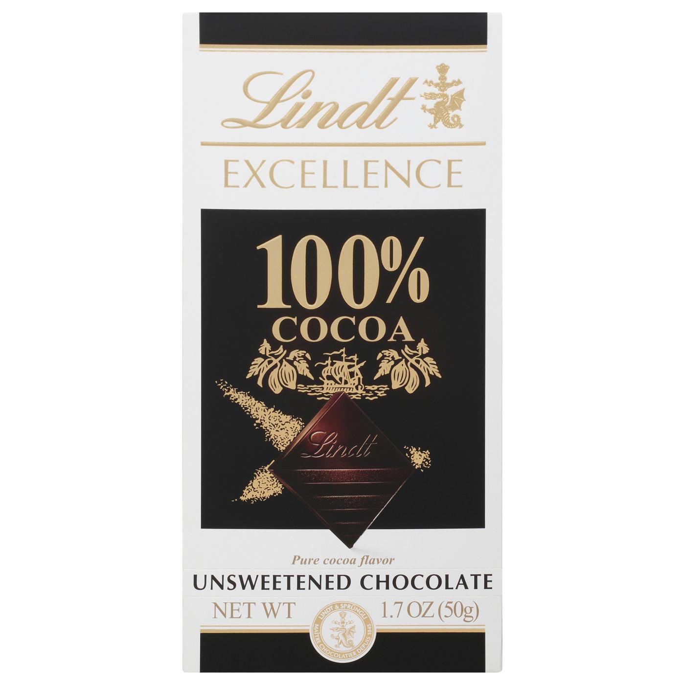 Lindt Excellence 100% Cocoa Dark Chocolate Bar; image 1 of 2