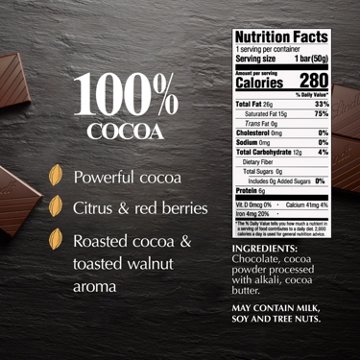 Lindt Excellence 100% Cocoa Dark Chocolate Bar