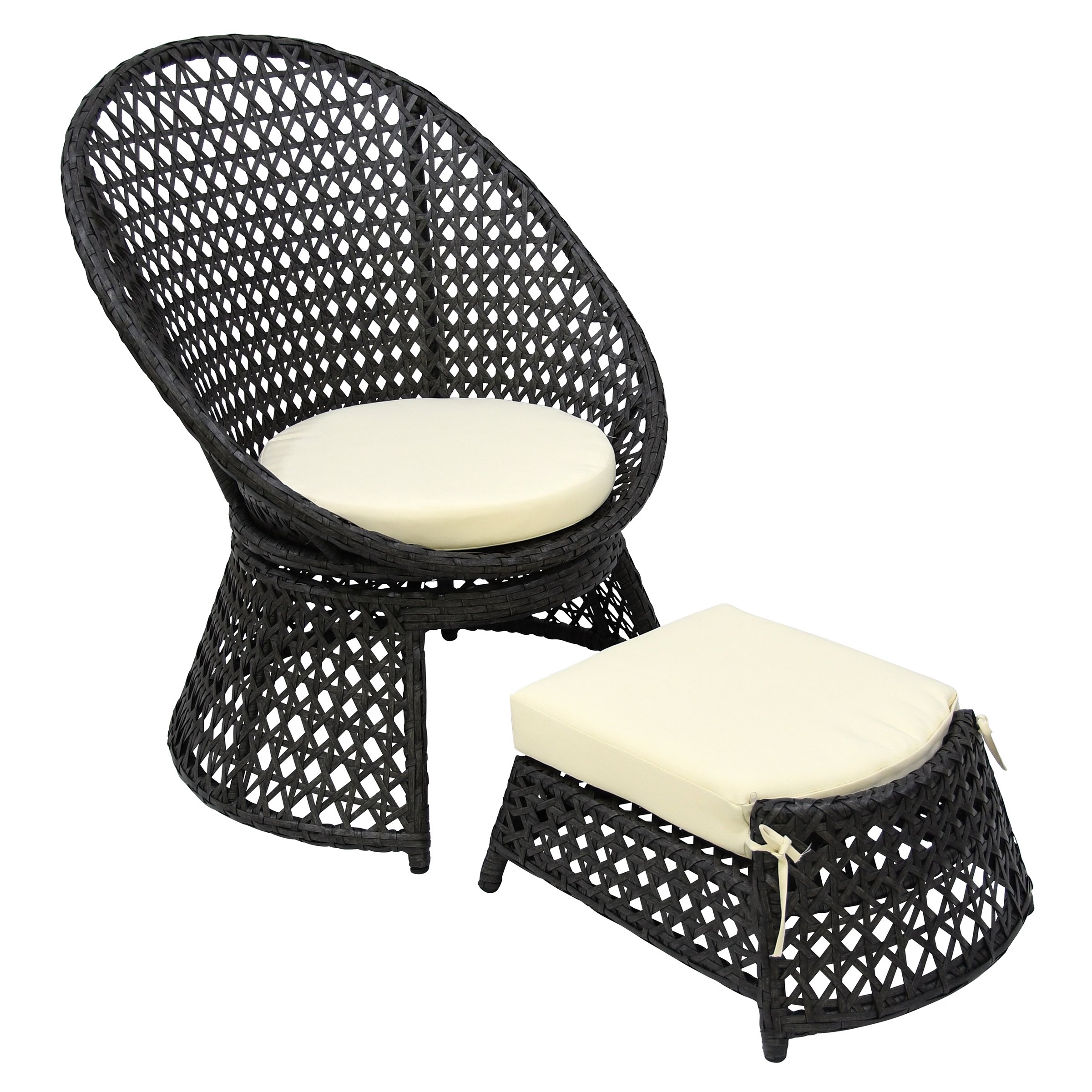 Resin wicker best sale chair with ottoman