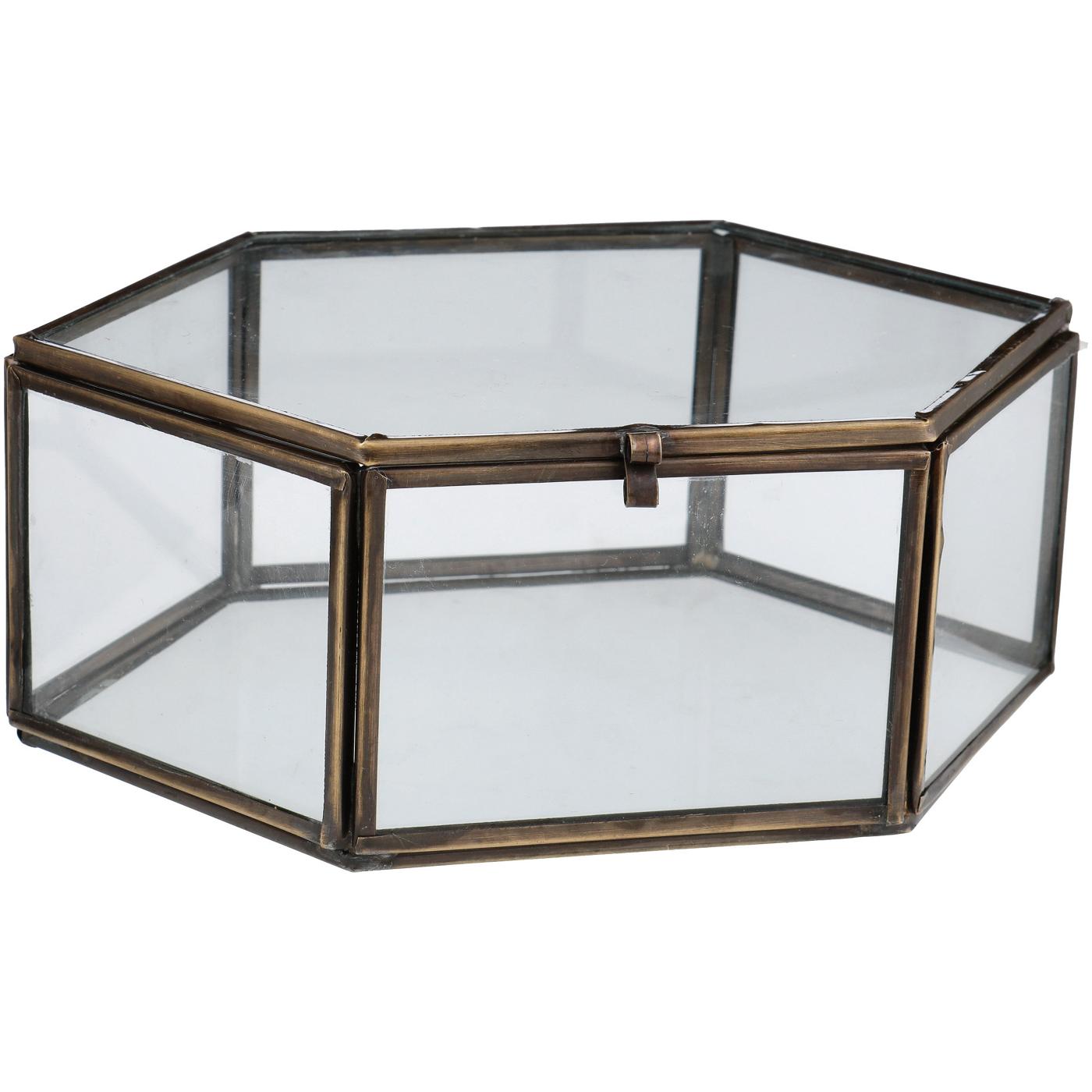 Haven + Key Hexagon Glass Jewelry Box with Bronze Trim Shop Seasonal