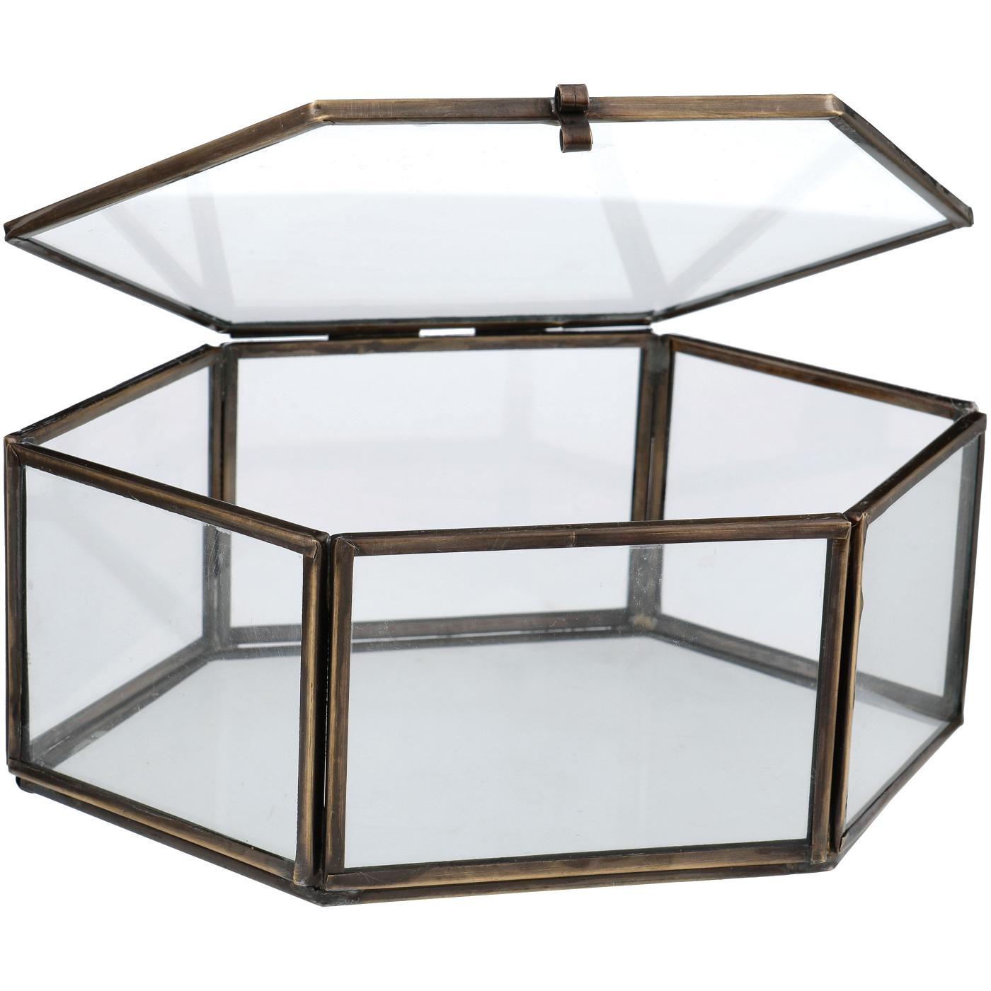 Haven + Key Hexagon Glass Jewelry Box with Bronze Trim; image 2 of 2