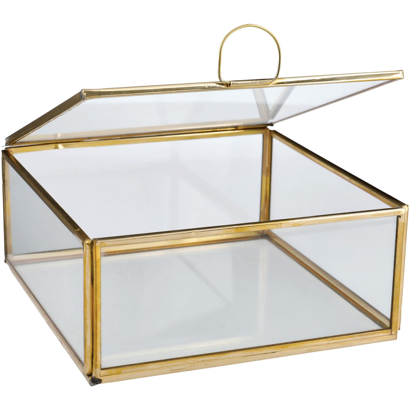 Haven + Key Glass Jewelry Box with Golden Trim; image 1 of 2