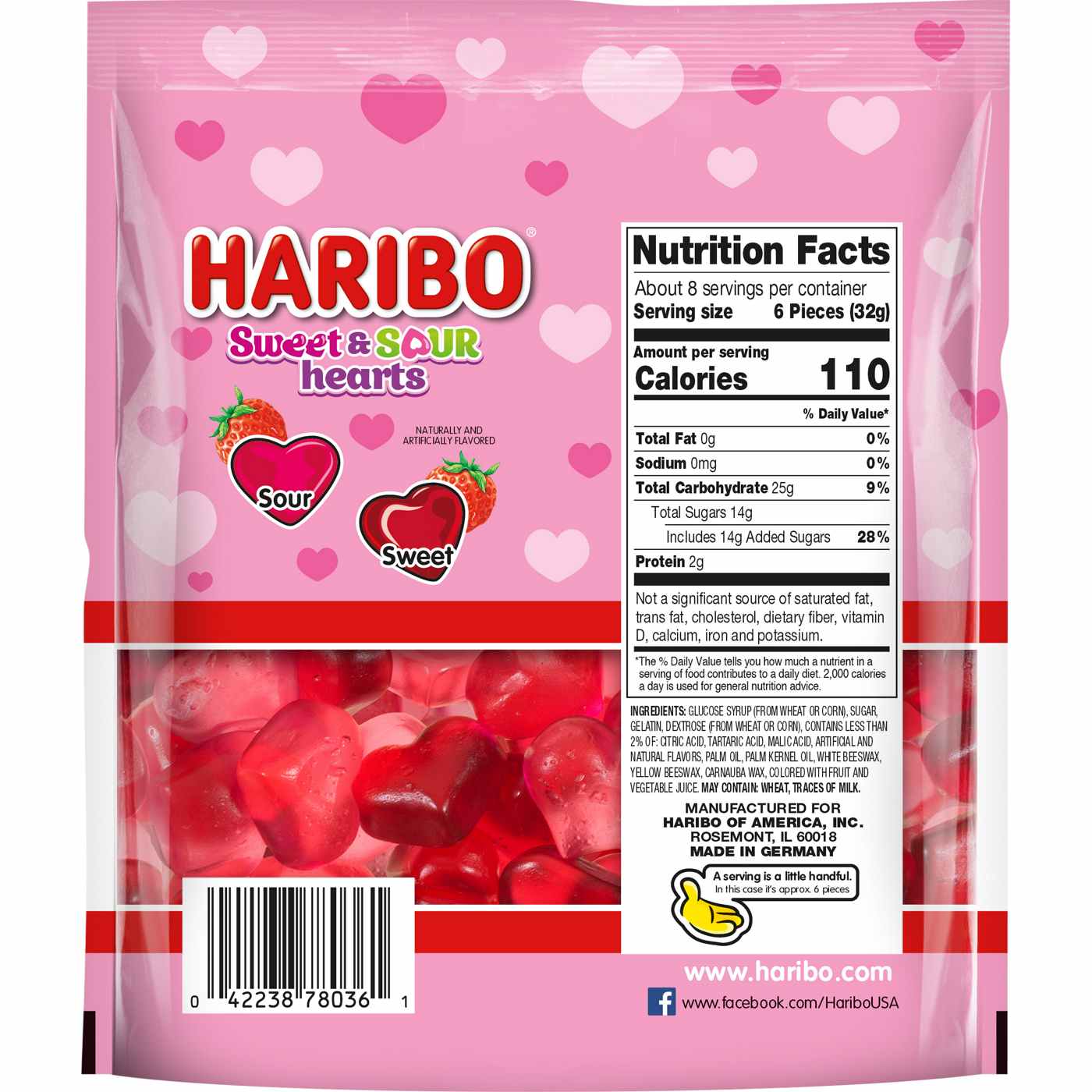 Haribo Sweet & Sour Gummy Hearts Valentine's Candy; image 2 of 2