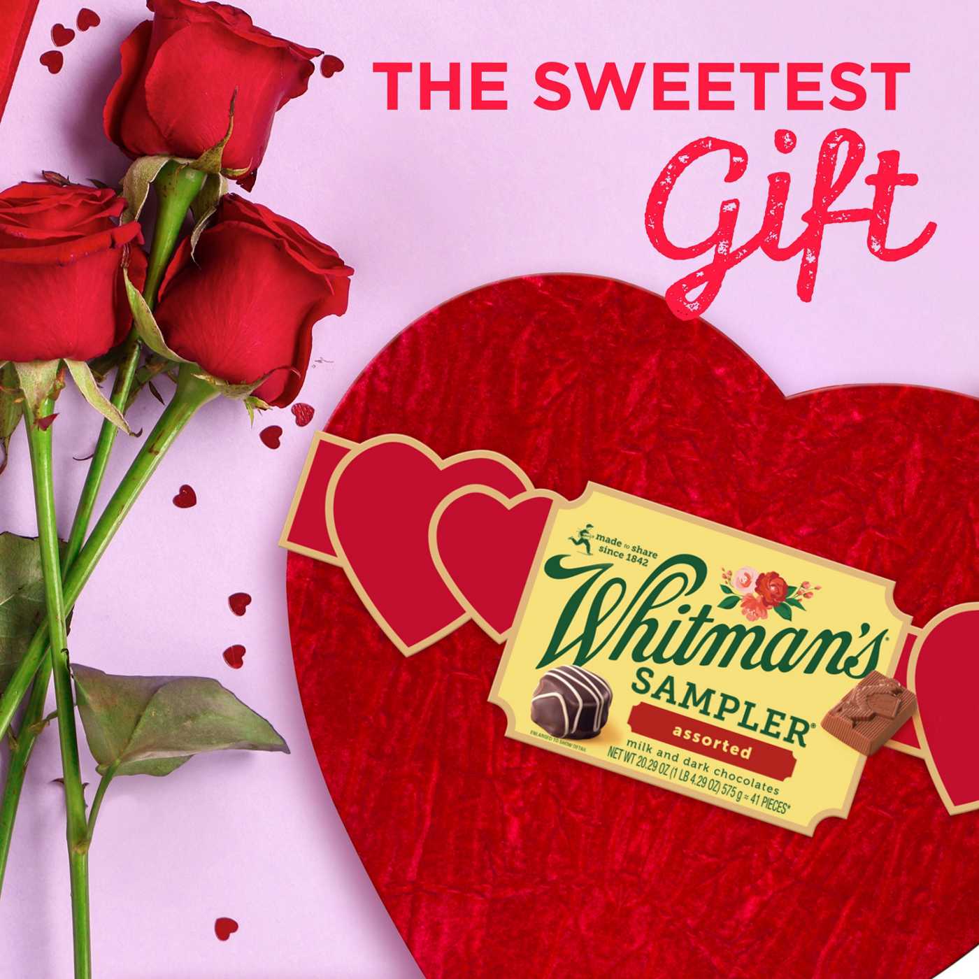 Whitman's Sampler Assorted Chocolates Valentine's Velvet Heart Gift Box, 41 pc; image 7 of 7