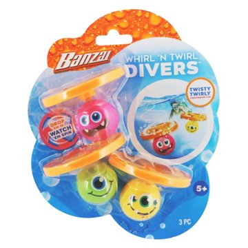 Banzai Whirl 'N Twirl Divers, 3 pc